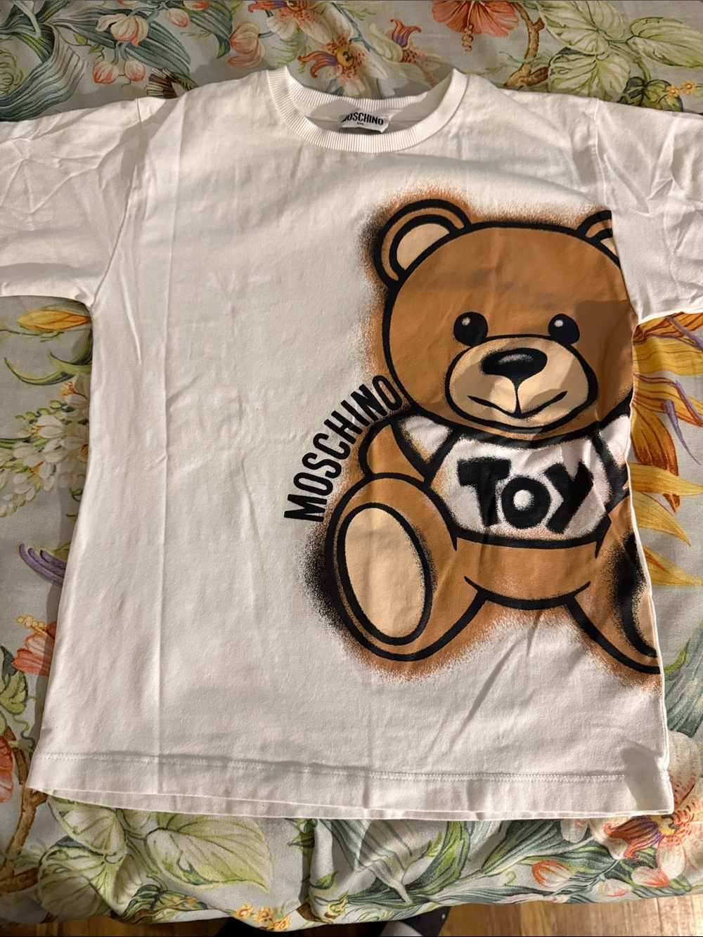 Moschino White T-Shirt with Brown Teddy 'Toy' Graphic